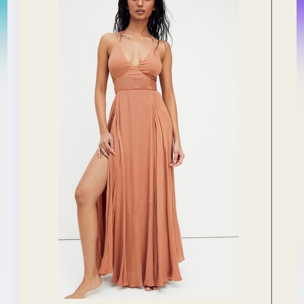 Free People Lillie maxi, small, salmon pink, maxi dress